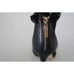 Mangano Black Leather Mesh Stiletto High Heels Peep Toe Boots Shoes