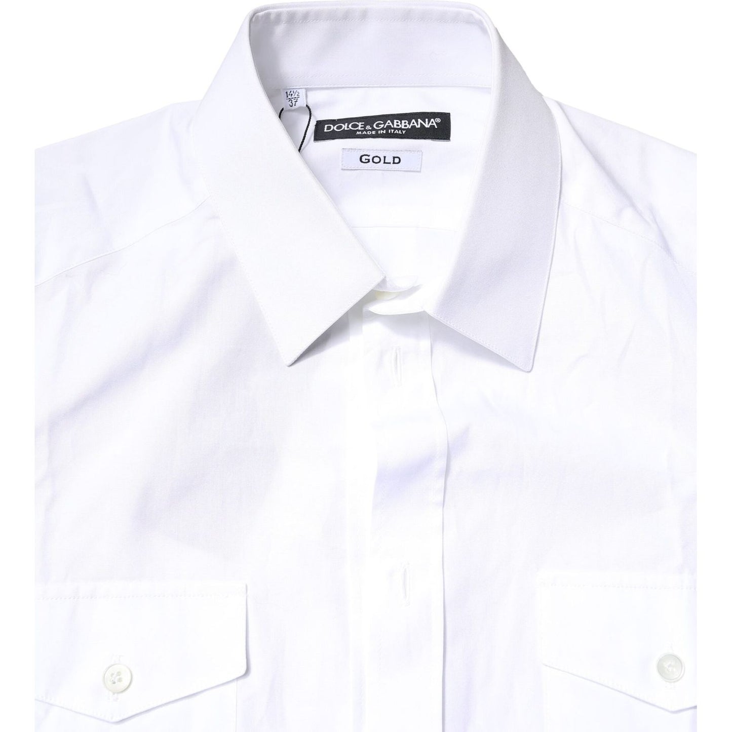 Dolce & Gabbana White GOLD Button Down Casual Men Polo Shirt