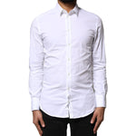 Dolce & Gabbana White GOLD Cotton Long Sleeves Dress Shirt