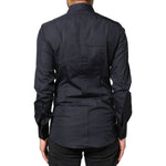 Dolce & Gabbana Dark Blue GOLD Cotton Long Sleeves Dress Shirt