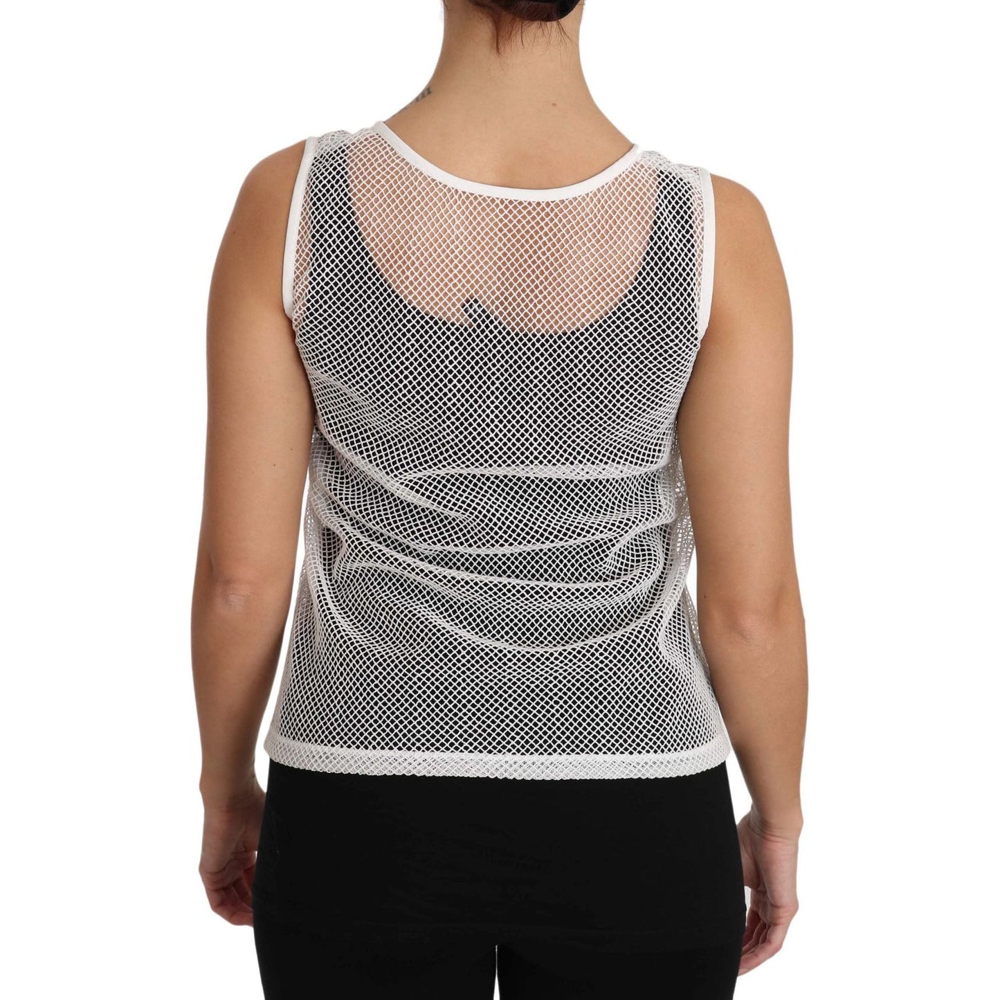 Dolce & Gabbana Elegant White Sheer Sleeveless Top Dolce & Gabbana Rosy Brown