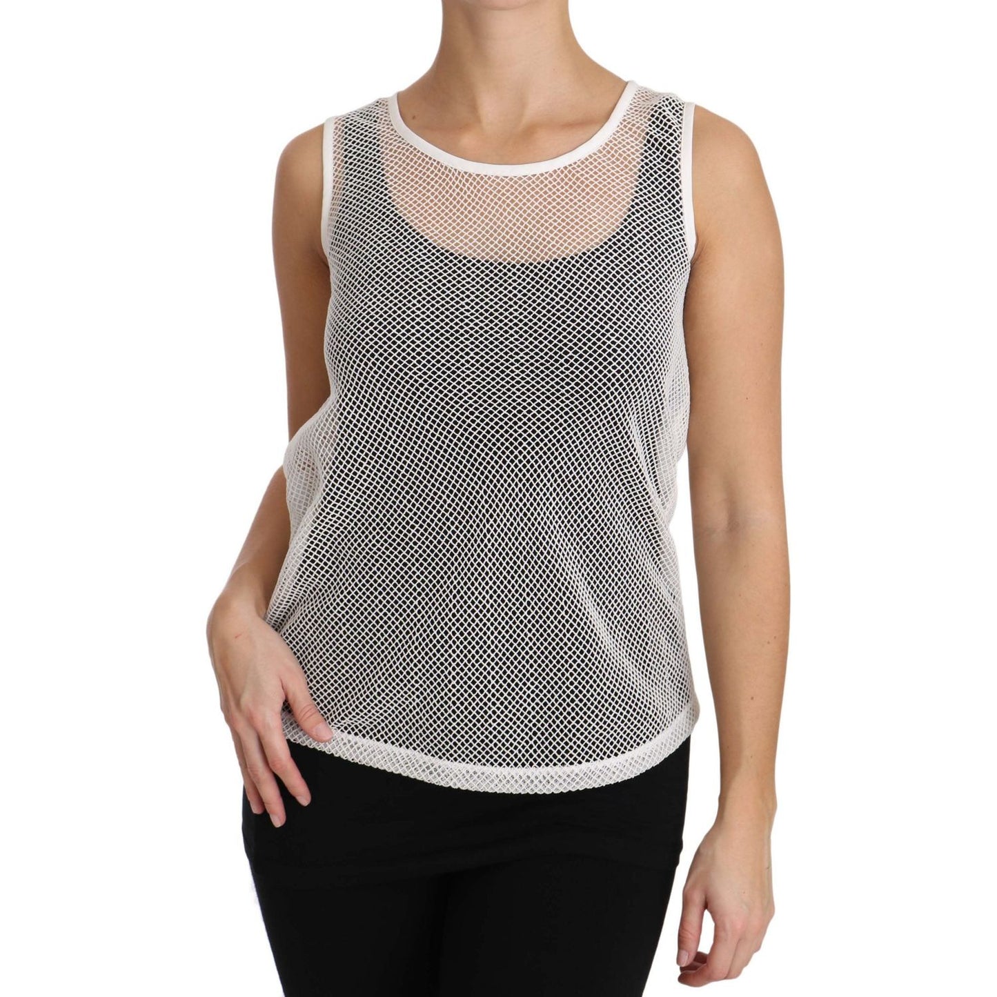 Dolce & Gabbana Elegant White Sheer Sleeveless Top Dolce & Gabbana Black