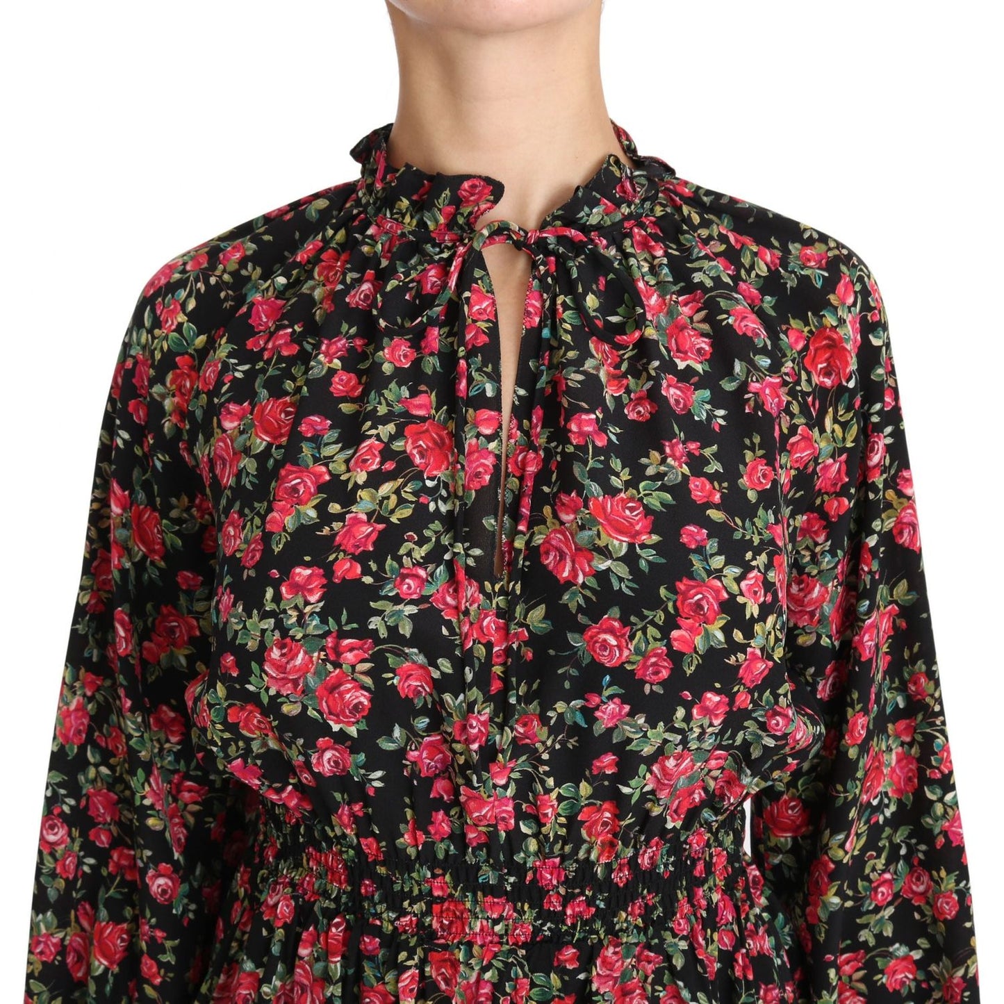 Dolce & Gabbana Elegant Black Floral Silk Shirt Dolce & Gabbana Pale Violet Red
