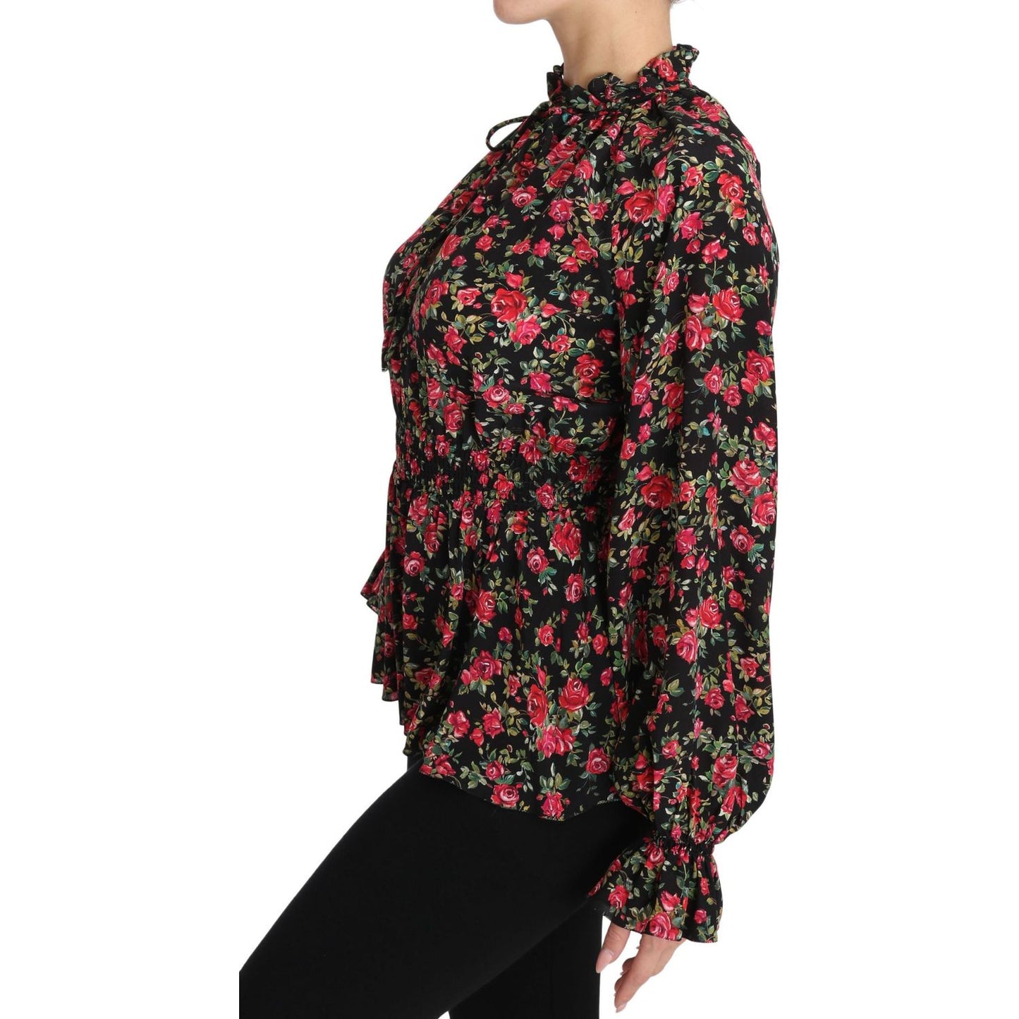 Dolce & Gabbana Elegant Black Floral Silk Shirt Dolce & Gabbana Black