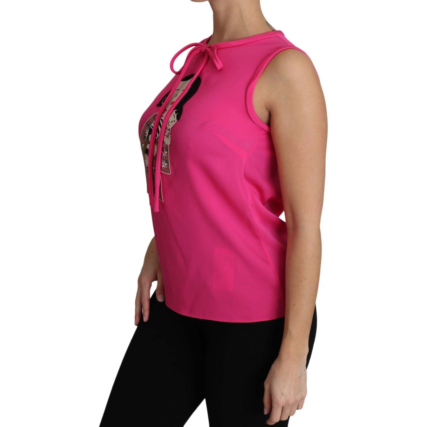 Dolce & Gabbana Elegant Pink Silk Family Tank Top Shirt Dolce & Gabbana Maroon