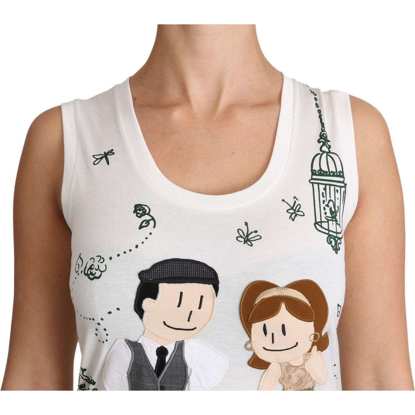 Dolce & Gabbana Elegant White Sleeveless Cotton Silk Shirt Dolce & Gabbana Light Gray