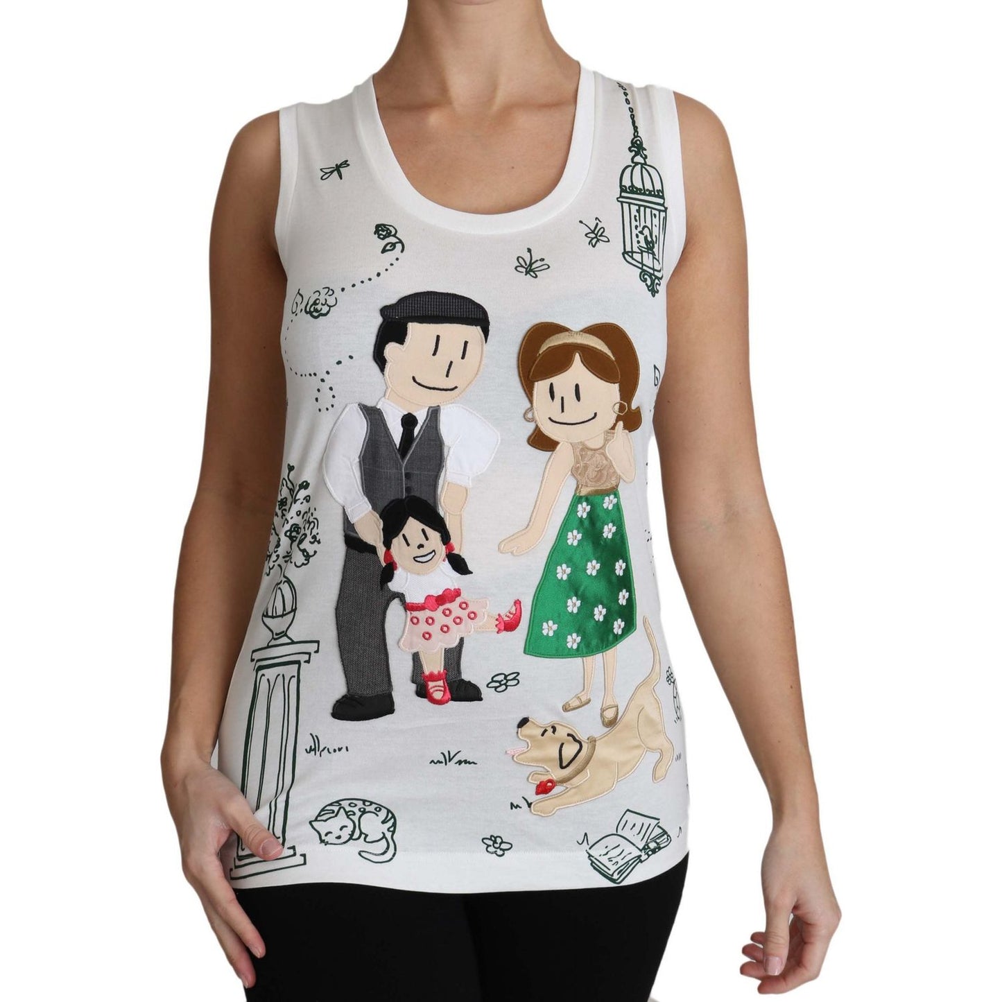 Dolce & Gabbana Elegant White Sleeveless Cotton Silk Shirt Dolce & Gabbana Gray
