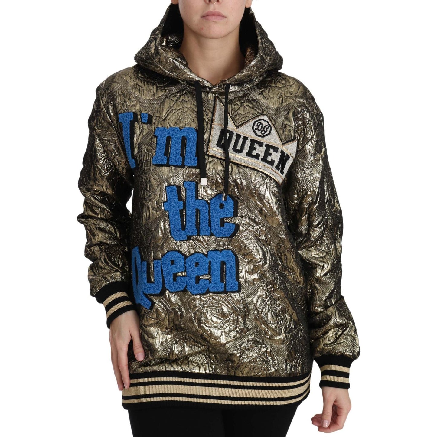 Dolce & Gabbana Im The Queen Multicolor Hoodie Sweatshirt Dolce & Gabbana Dark Slate Gray