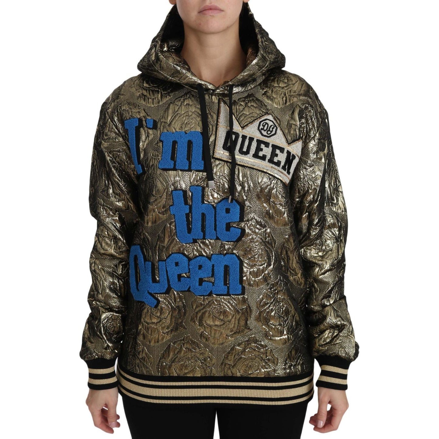 Dolce & Gabbana Im The Queen Multicolor Hoodie Sweatshirt Dolce & Gabbana Dark Slate Gray