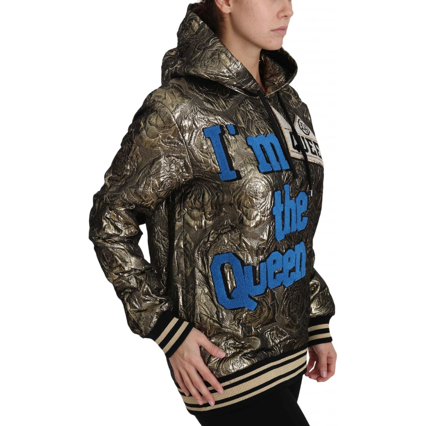 Dolce & Gabbana Im The Queen Multicolor Hoodie Sweatshirt Dolce & Gabbana Dark Slate Gray