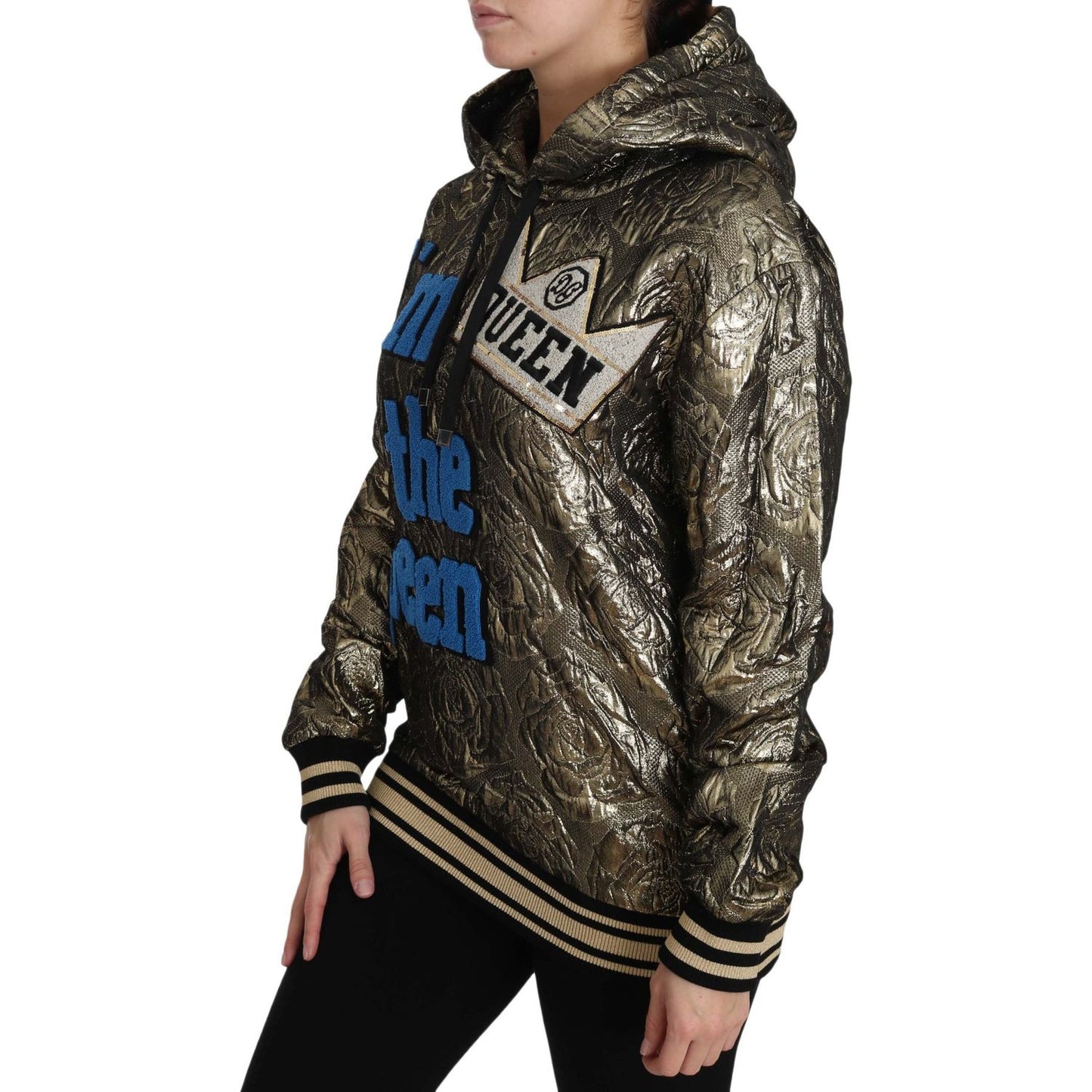 Dolce & Gabbana Im The Queen Multicolor Hoodie Sweatshirt Dolce & Gabbana Black