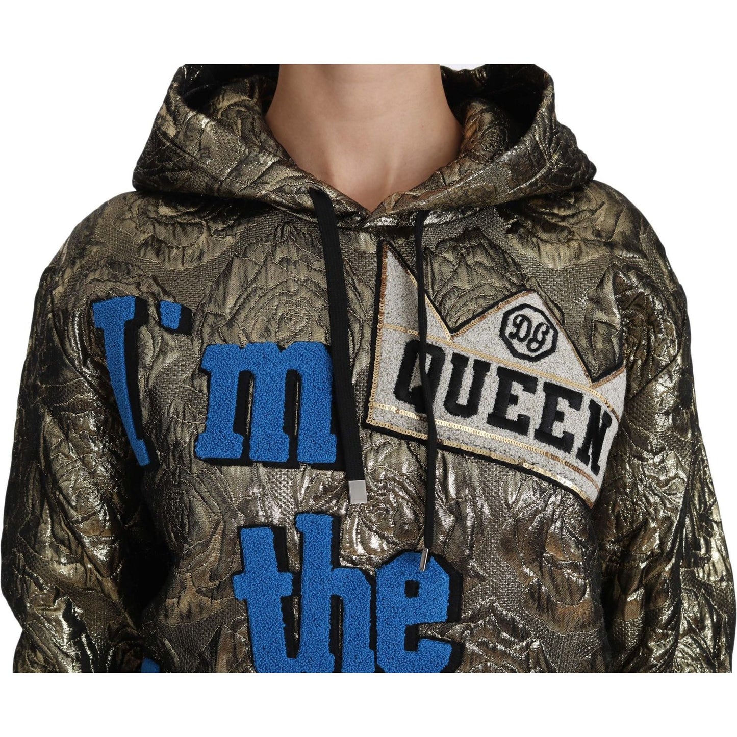 Dolce & Gabbana Im The Queen Multicolor Hoodie Sweatshirt Dolce & Gabbana Dark Slate Gray