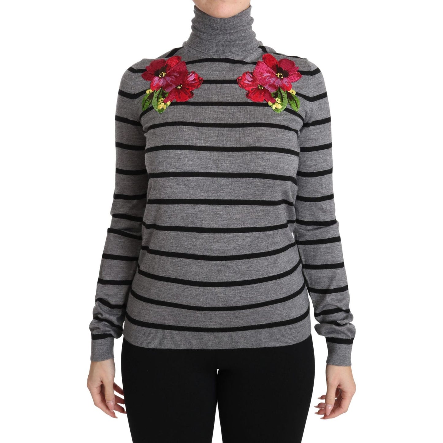 Dolce & Gabbana Elegant Embroidered Cashmere-Silk Sweater Dolce & Gabbana Dim Gray