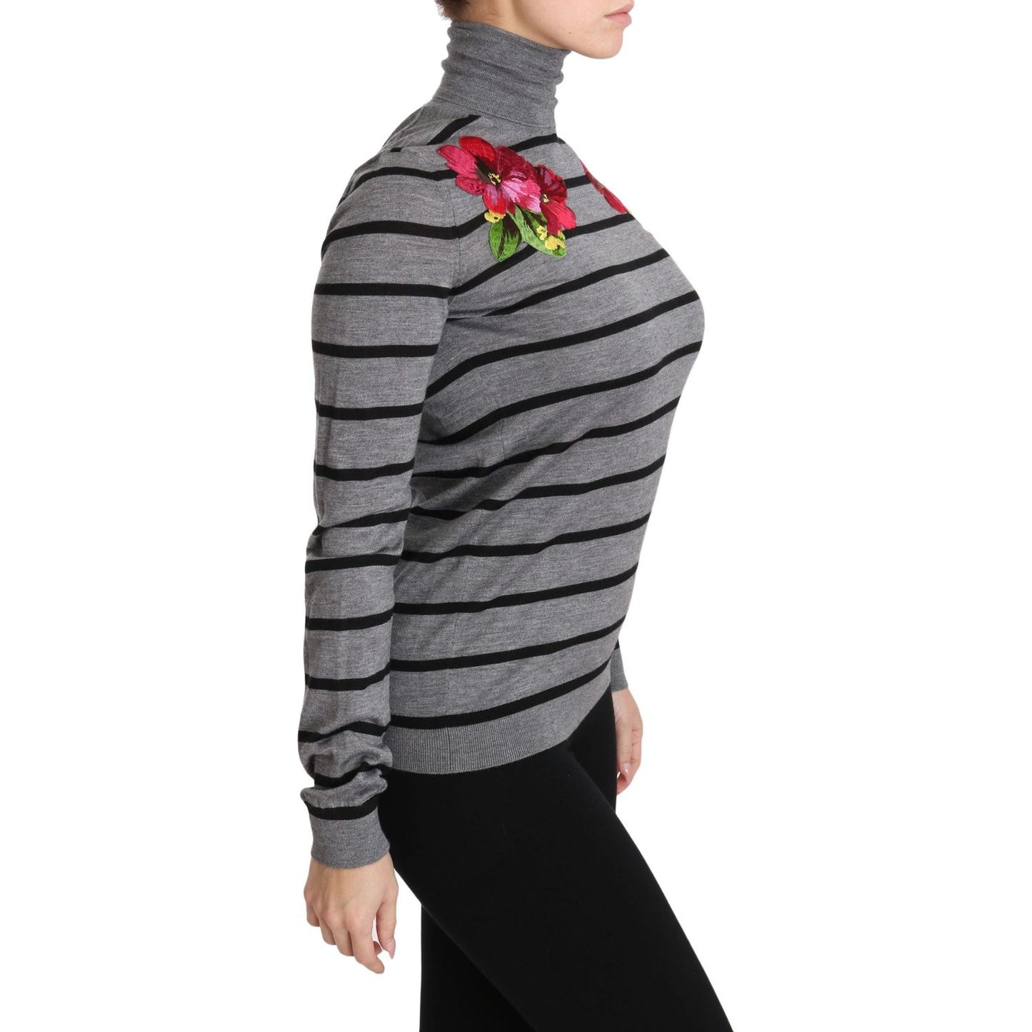 Dolce & Gabbana Elegant Embroidered Cashmere-Silk Sweater Dolce & Gabbana Dim Gray