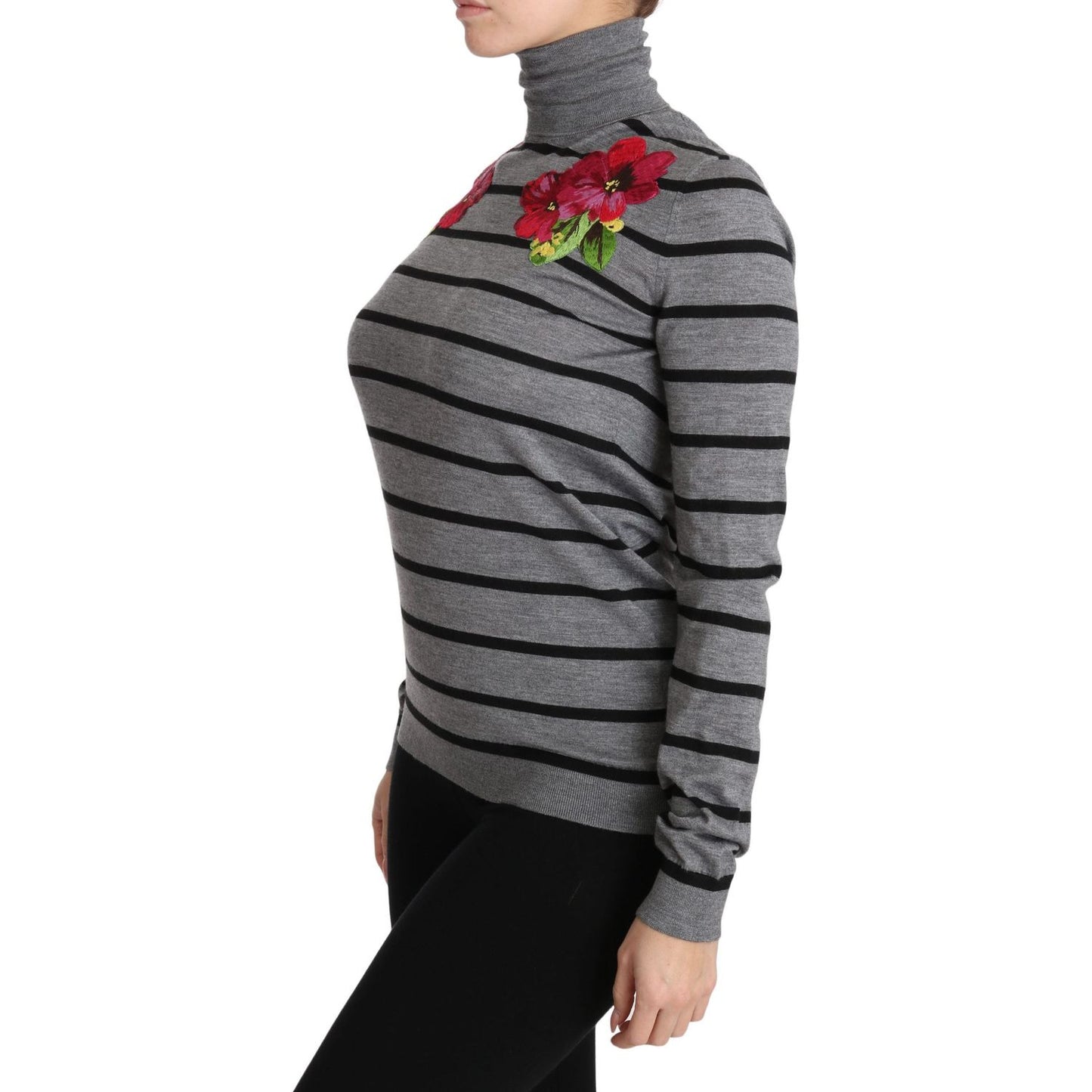 Dolce & Gabbana Elegant Embroidered Cashmere-Silk Sweater Dolce & Gabbana Dim Gray