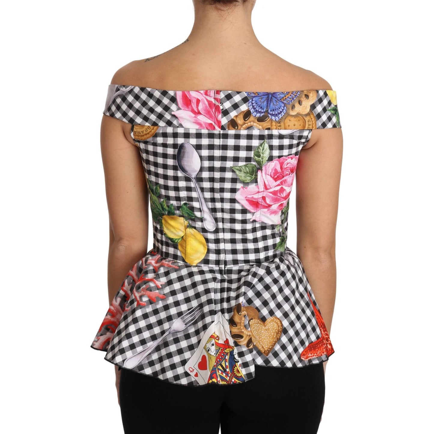 Dolce & Gabbana Chic Checkered Corset Top Blouse Dolce & Gabbana Rosy Brown