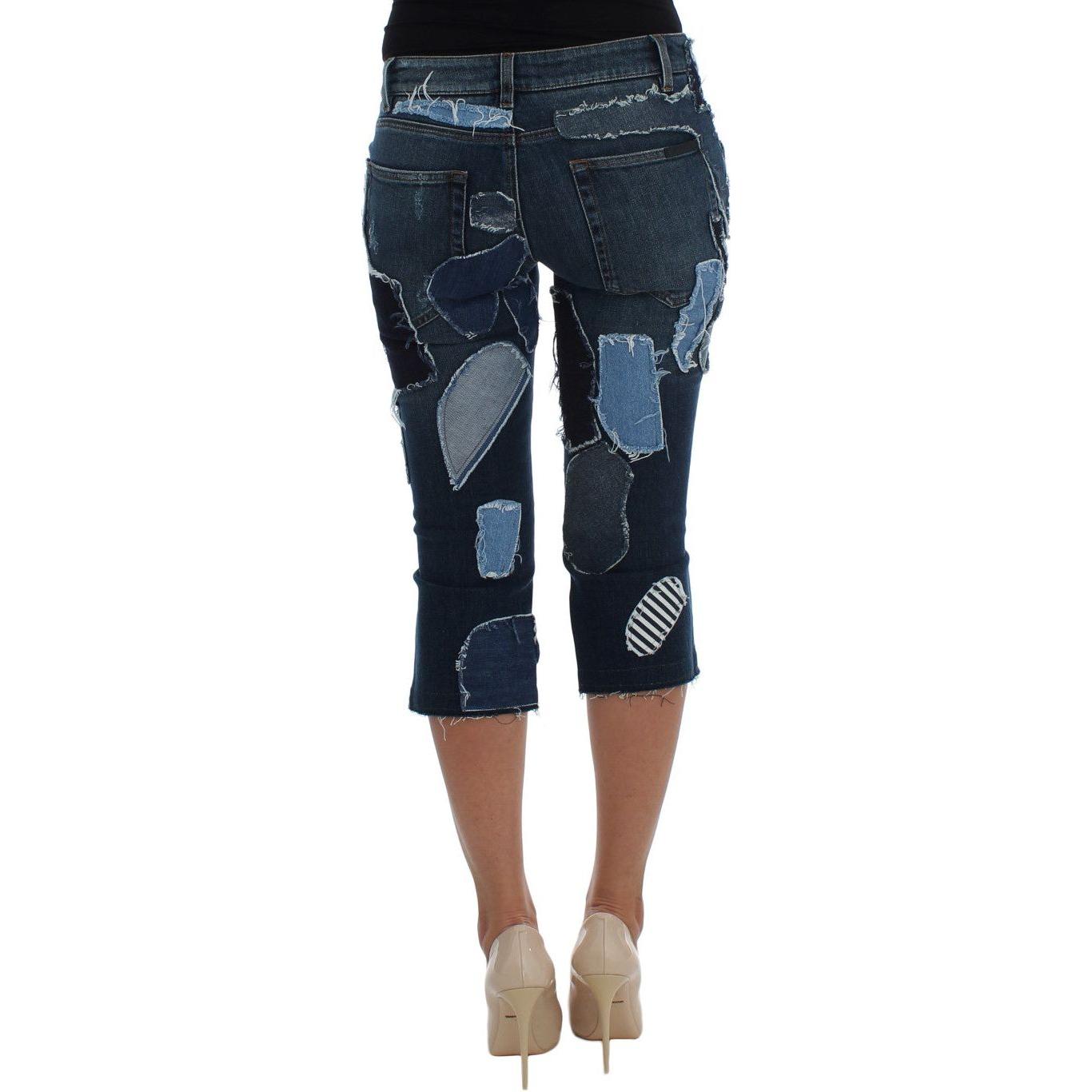 Dolce & Gabbana Chic Blue Patchwork Denim Shorts Dolce & Gabbana Dark Slate Gray