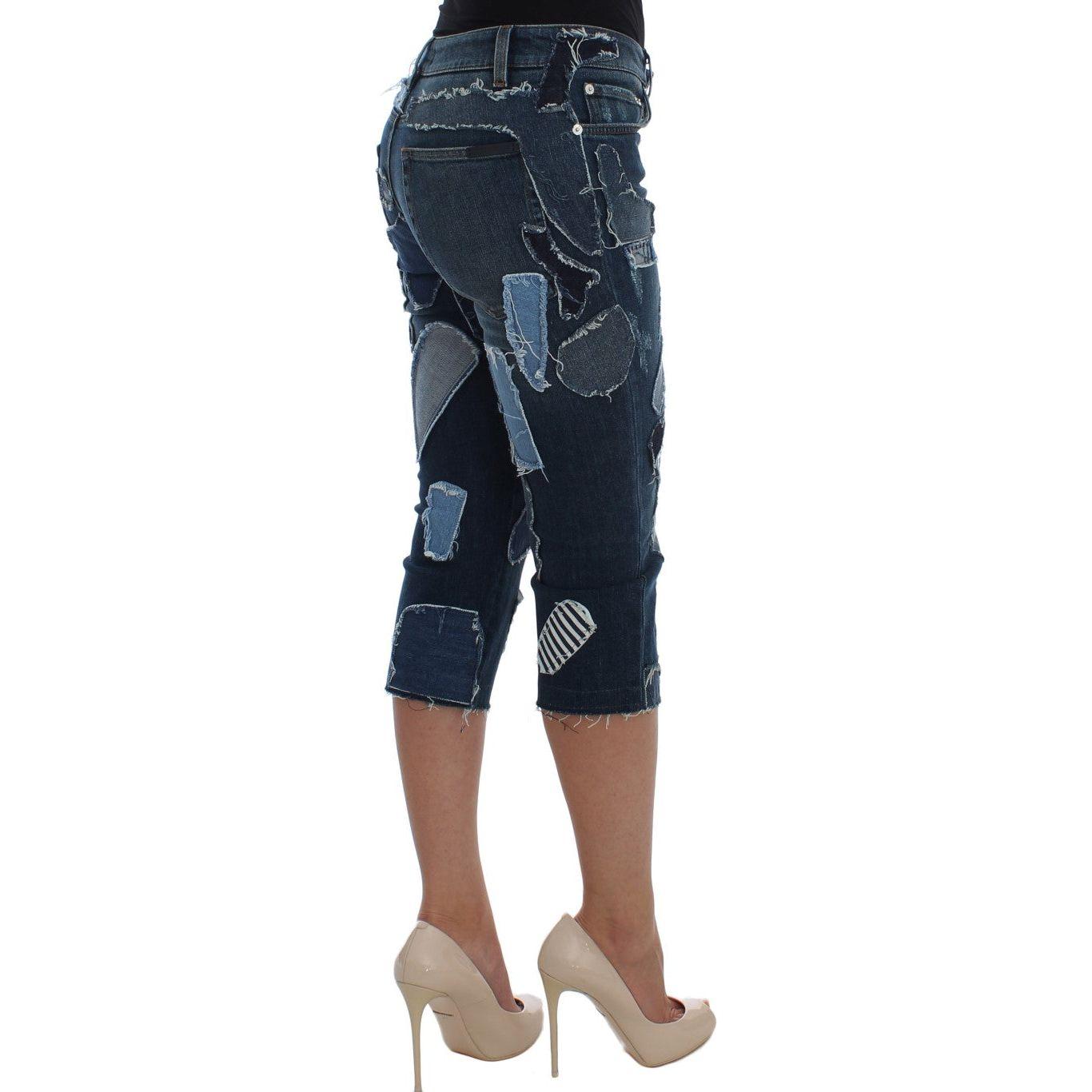 Dolce & Gabbana Chic Blue Patchwork Denim Shorts Dolce & Gabbana Dark Slate Gray