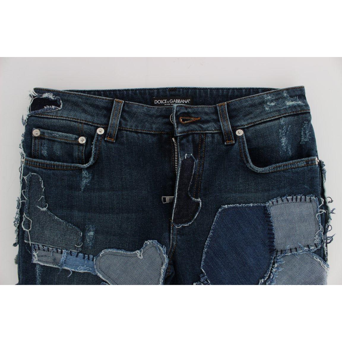Dolce & Gabbana Chic Blue Patchwork Denim Shorts Dolce & Gabbana Light Gray
