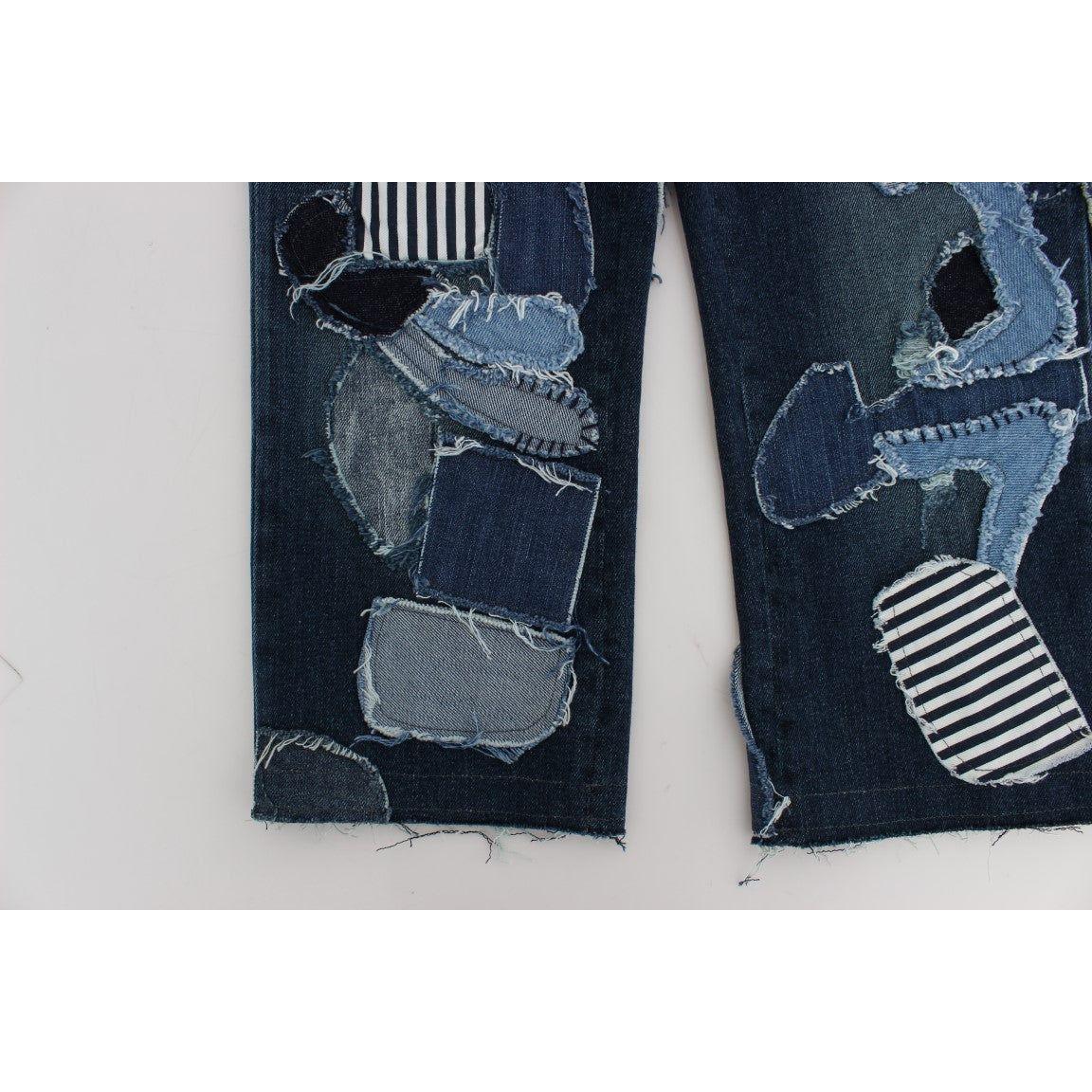 Dolce & Gabbana Chic Blue Patchwork Denim Shorts Dolce & Gabbana Dark Slate Gray