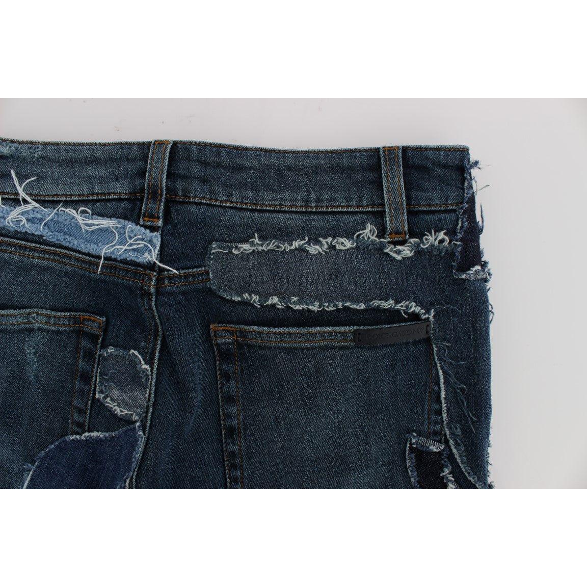 Dolce & Gabbana Chic Blue Patchwork Denim Shorts Dolce & Gabbana Light Gray