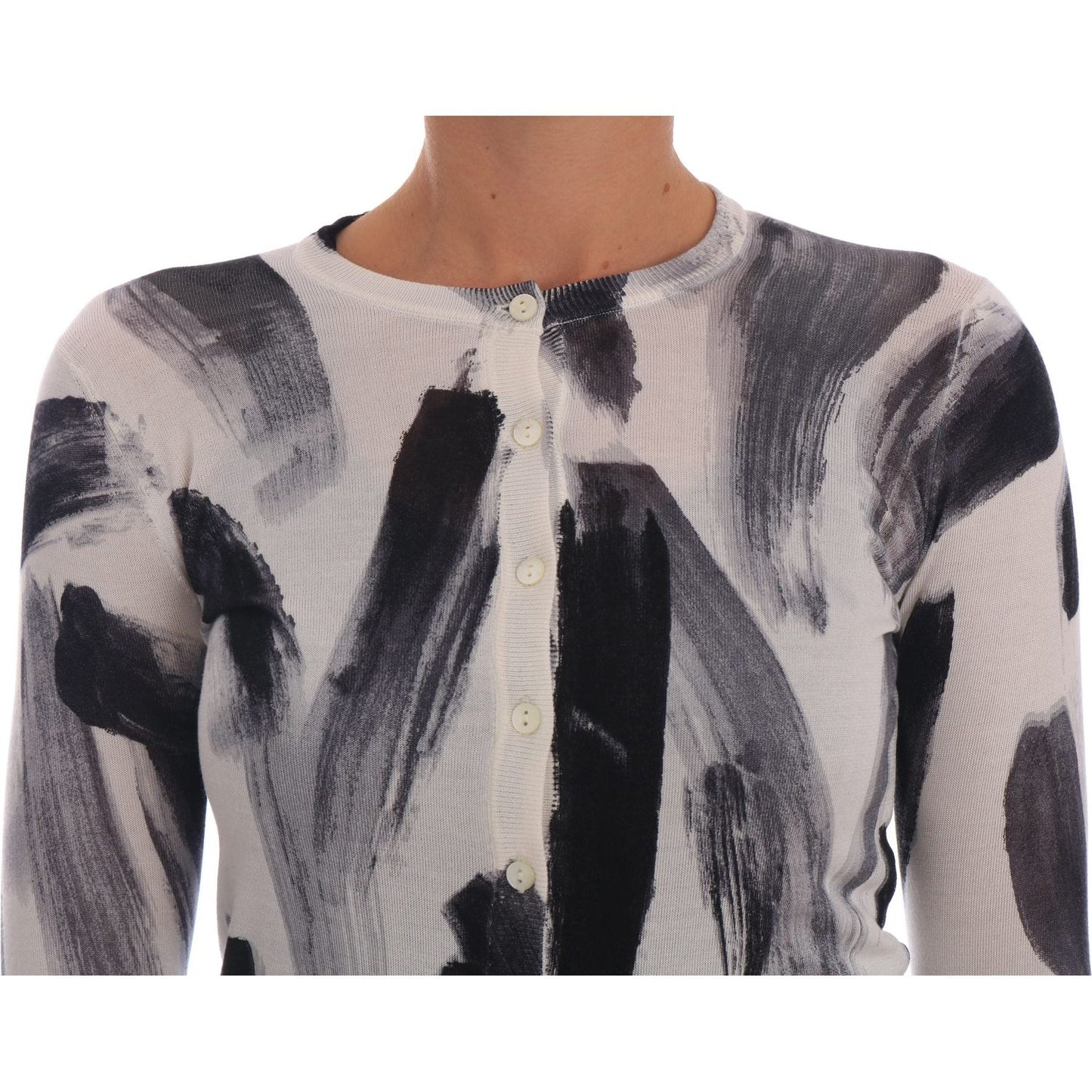 Dolce & Gabbana Elegant Silk Stroke-Pattern Sweater Dolce & Gabbana Dim Gray