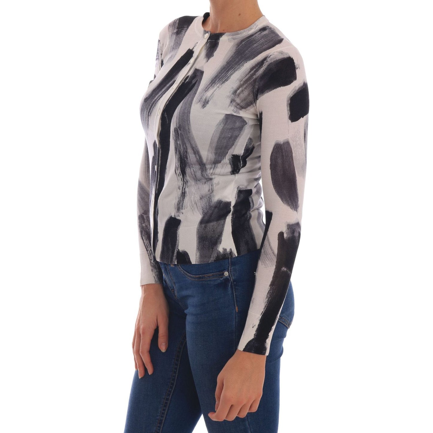 Dolce & Gabbana Elegant Silk Stroke-Pattern Sweater Dolce & Gabbana Dark Slate Gray