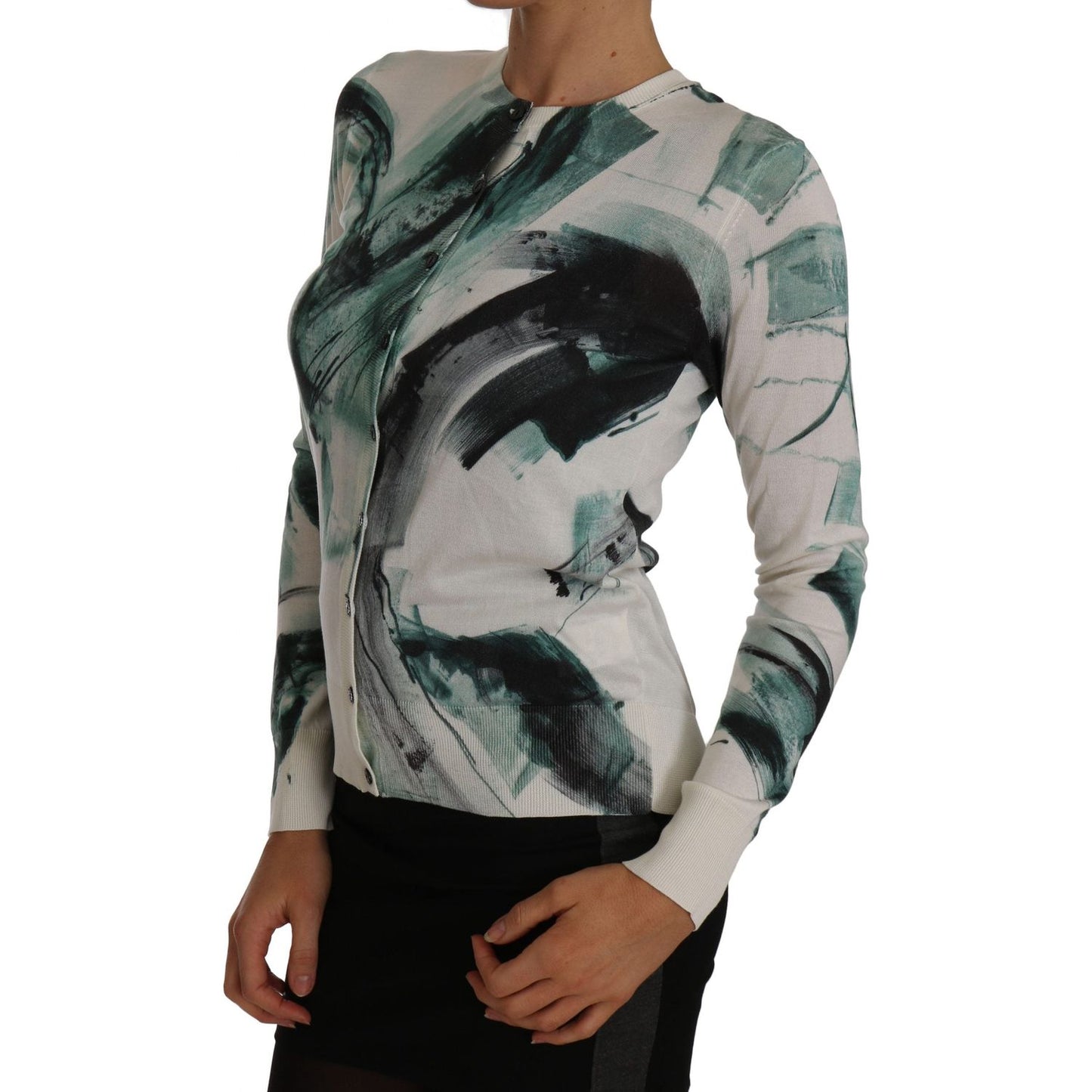 Dolce & Gabbana Elegant White Silk Lightweight Cardigan Dolce & Gabbana Dark Slate Gray