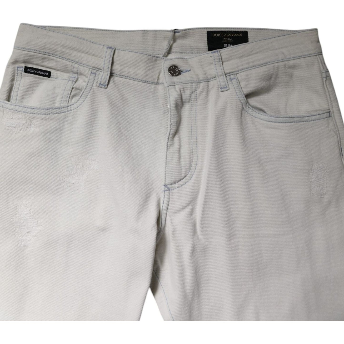 Dolce & Gabbana White Cotton Stretch Skinny Slim Denim Jeans PAN76118-48