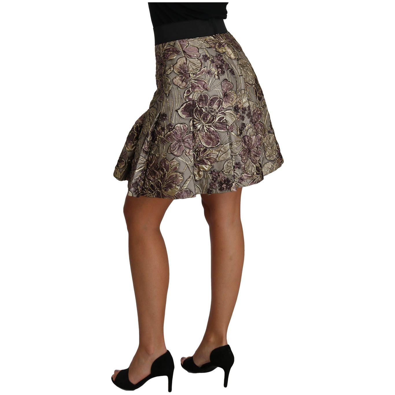 Dolce & Gabbana Elegant Floral A-Line Jacquard Skirt Skirt Dolce & Gabbana Dim Gray