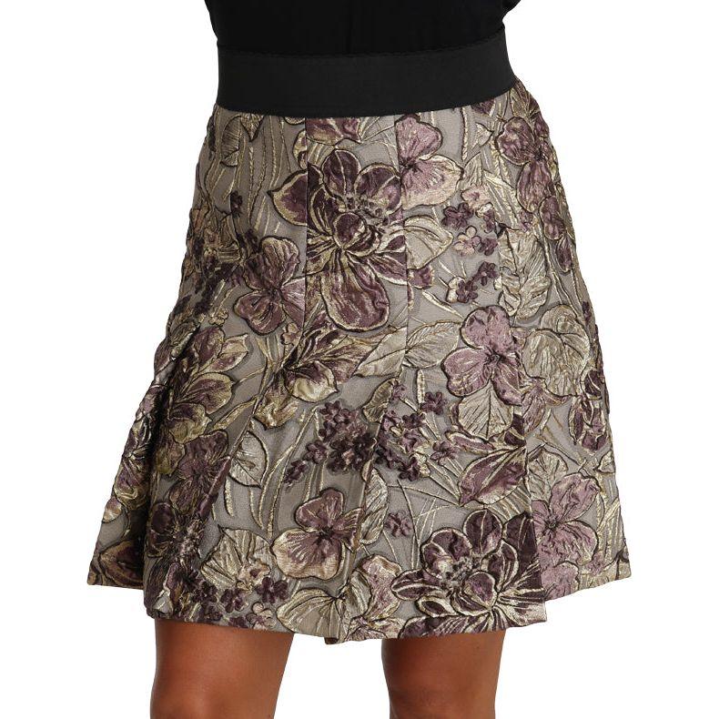 Dolce & Gabbana Elegant Floral A-Line Jacquard Skirt Skirt Dolce & Gabbana Dim Gray