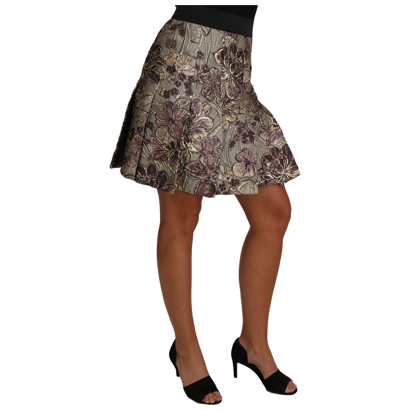 Dolce & Gabbana Elegant Floral A-Line Jacquard Skirt Skirt Dolce & Gabbana Dark Olive Green