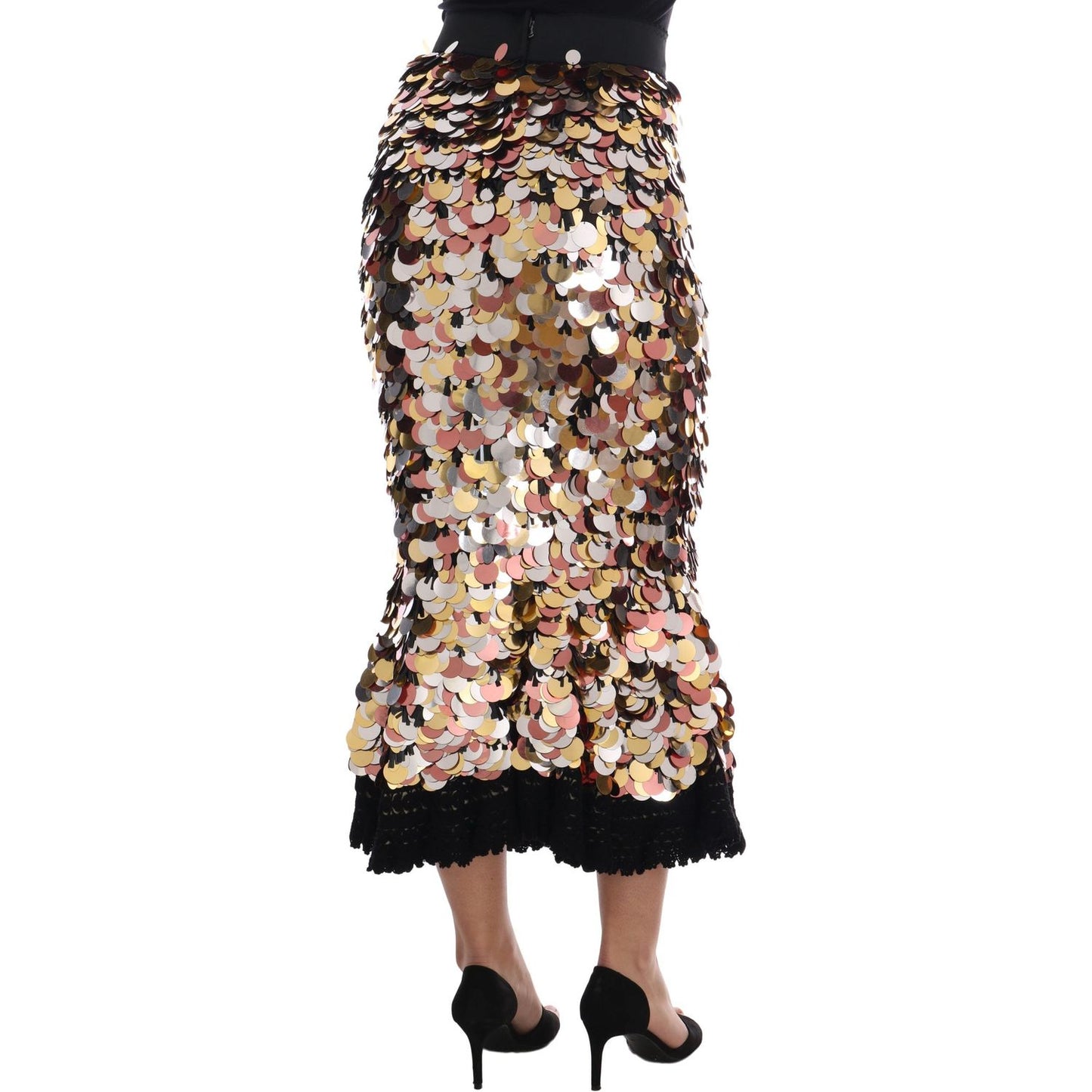Dolce & Gabbana Sequin Embellished High-Waist Pencil Skirt Dolce & Gabbana Tan