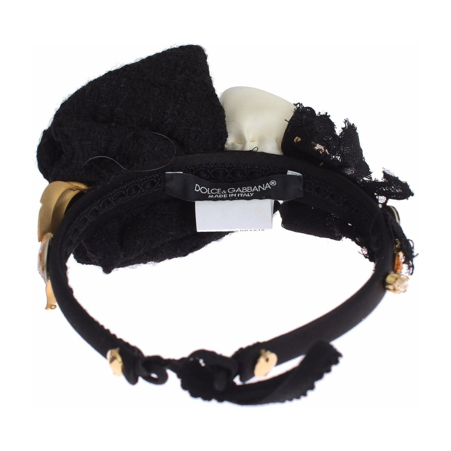 Dolce & Gabbana Elegant Crystal-Embellished Silk Diadem Diadem Dolce & Gabbana Black