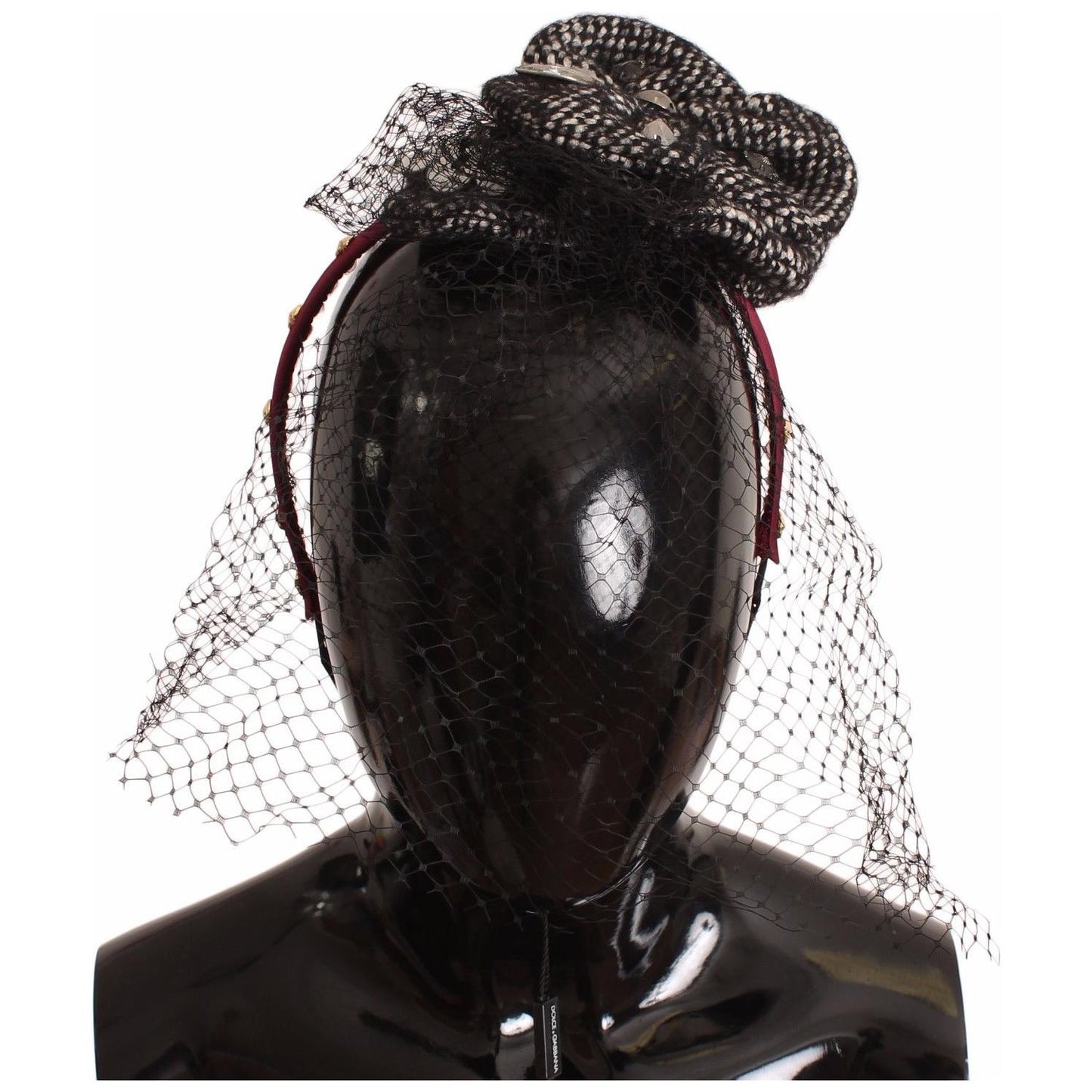 Dolce & Gabbana Pink Silk Crystal-Studded Headband Diadem Dolce & Gabbana Black