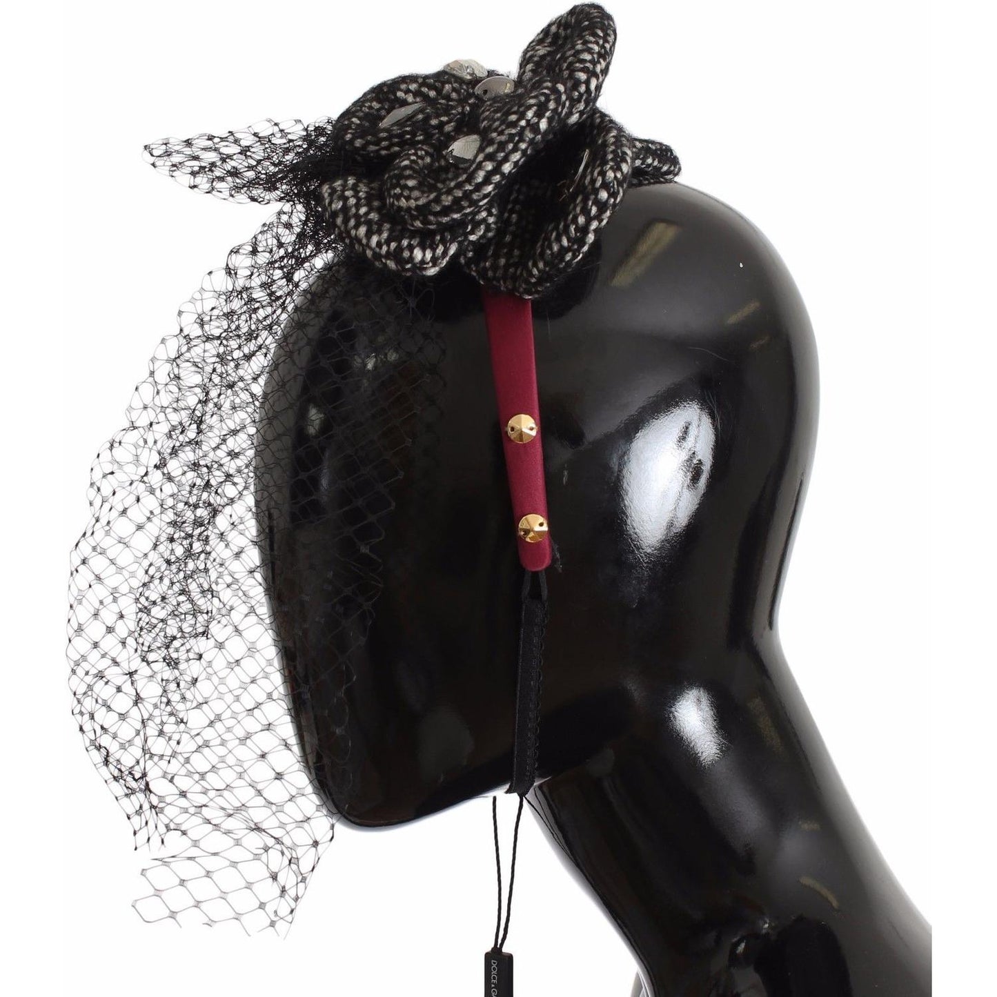Dolce & Gabbana Pink Silk Crystal-Studded Headband Diadem Dolce & Gabbana Black