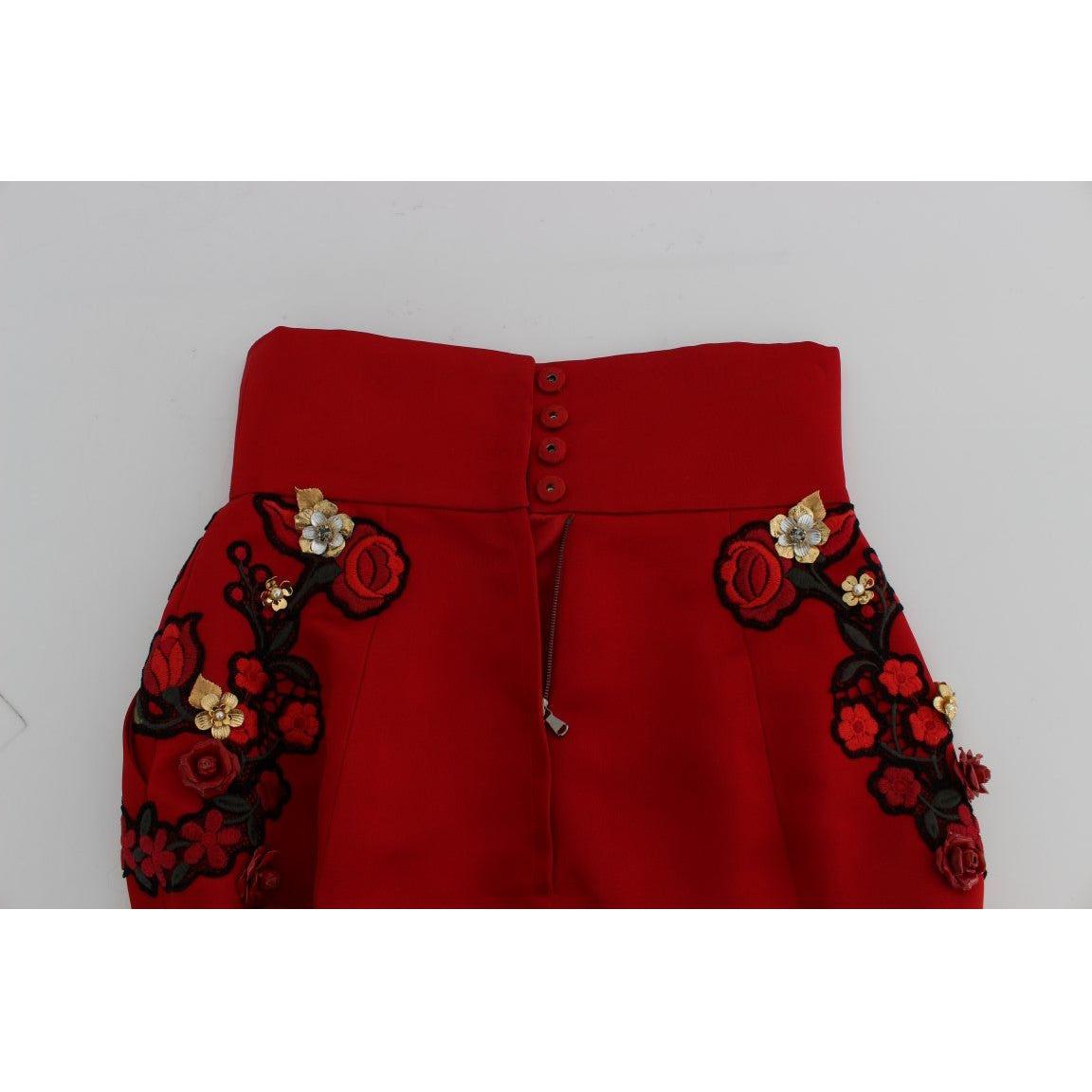Dolce & Gabbana Enchanted Sicily Embroidered Silk Shorts Dolce & Gabbana Dark Red