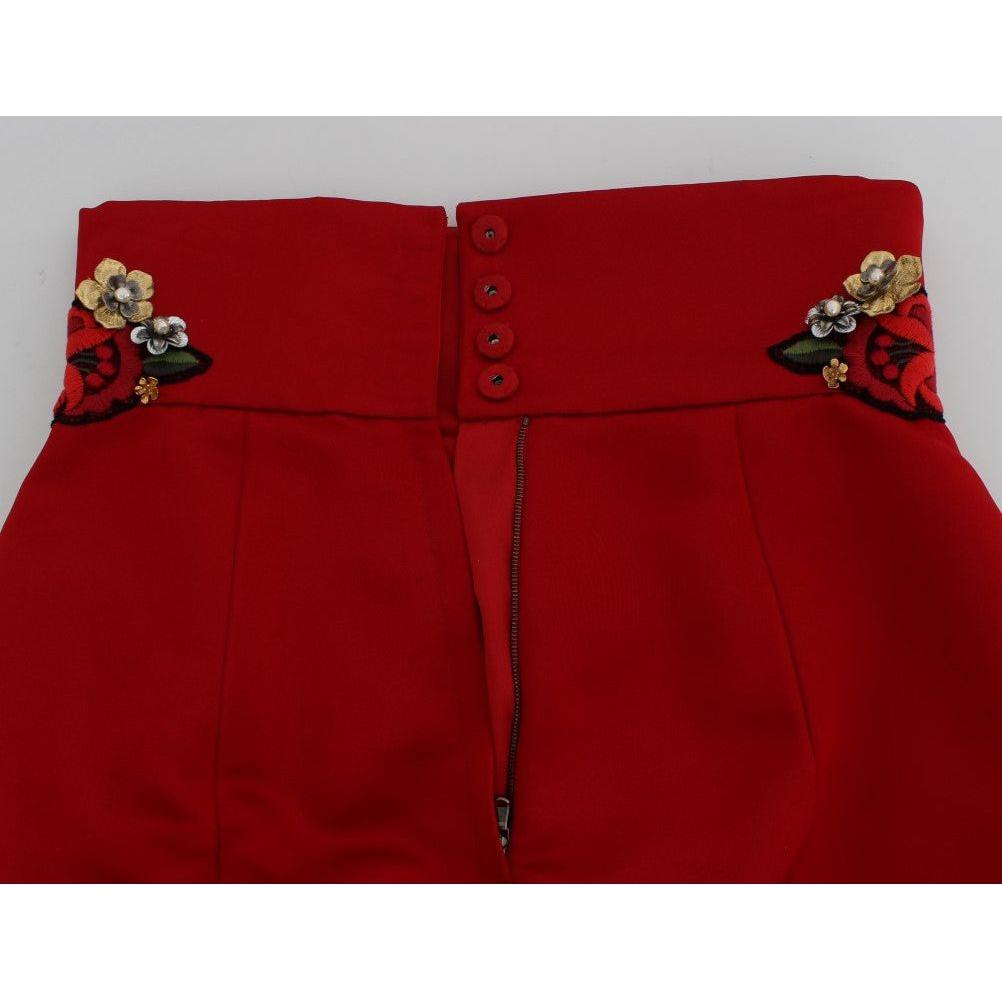 Dolce & Gabbana Enchanted Sicily Crystal-Embellished Silk Shorts Dolce & Gabbana Dark Red