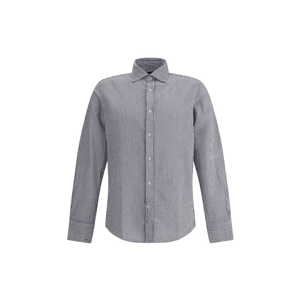 Deperlu Blue Cotton Pattern Shirt