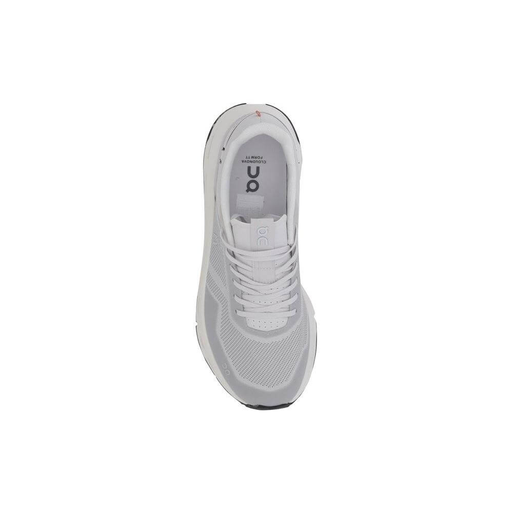 Top view of ON Cloudnova Form 2 TT Sneakers with lace-up closure, logo on tongue, and perforated sole for cushioning and support.