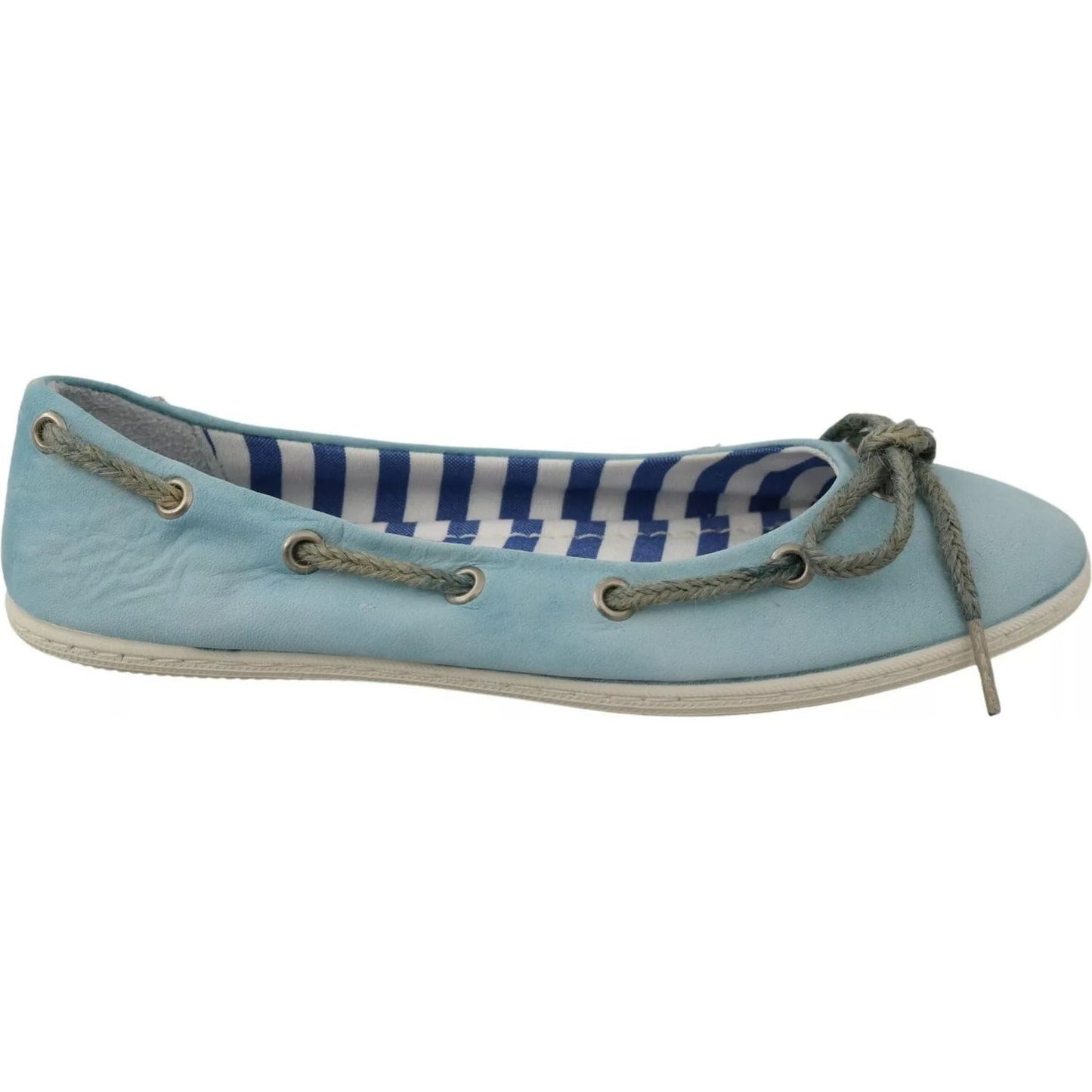 Pantofola D'Oro Sky Blue Suede Lace Bow Loafers Ballet Flat Shoes