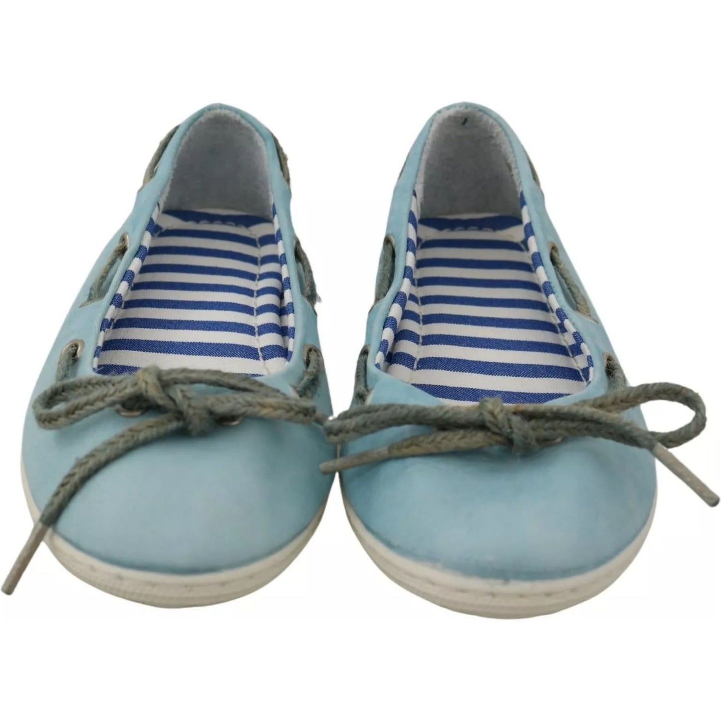 Pantofola D'Oro Sky Blue Suede Lace Bow Loafers Ballet Flat Shoes