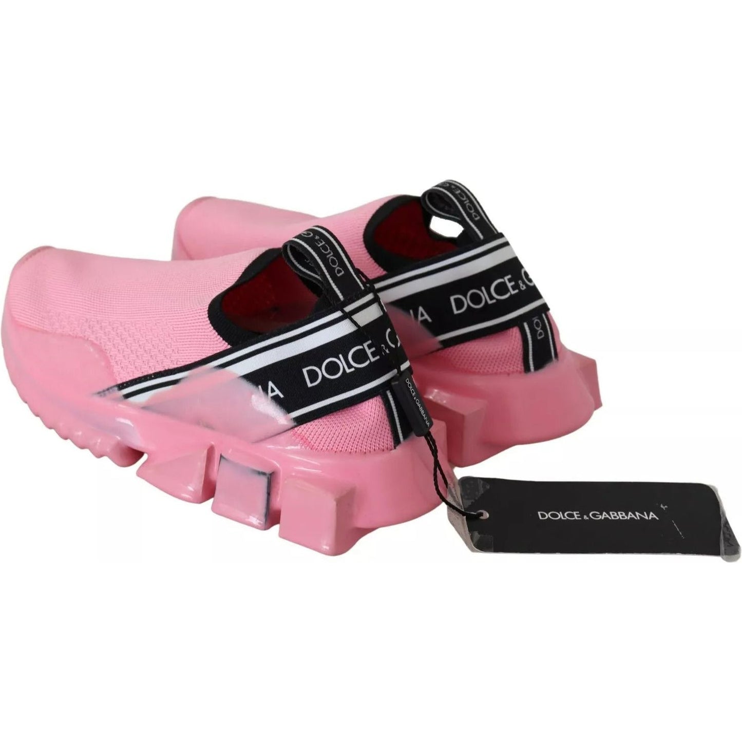 Dolce & Gabbana Pink Low Top Sorrento Sneakers Slip On Casual Shoes