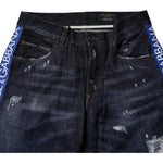 Dolce & Gabbana Dark Blue Cotton Tattered Skinny Denim Jeans