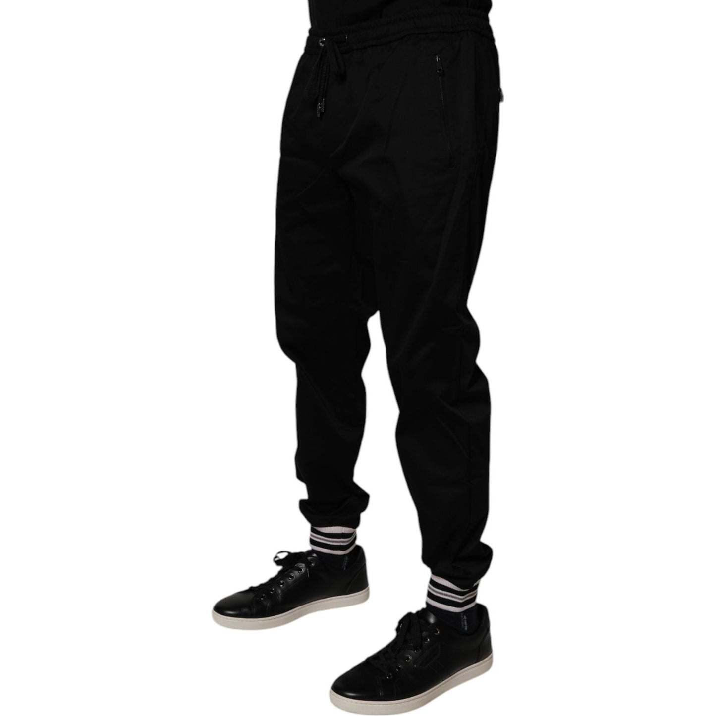 Dolce & Gabbana Black Cotton Stretch Jogger Sweatpants Pants