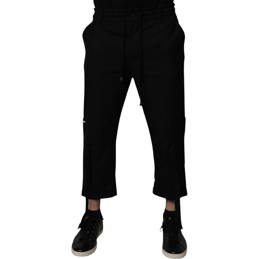 Dolce & Gabbana Black Polyester Men Cropped Pants