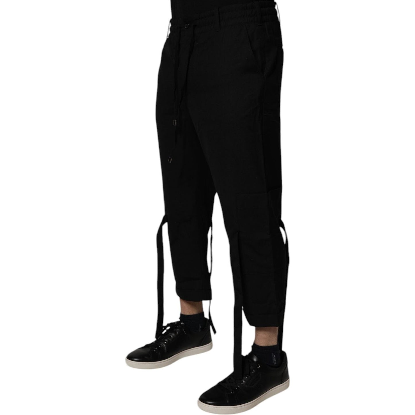 Dolce & Gabbana Black Polyester Men Cropped Pants