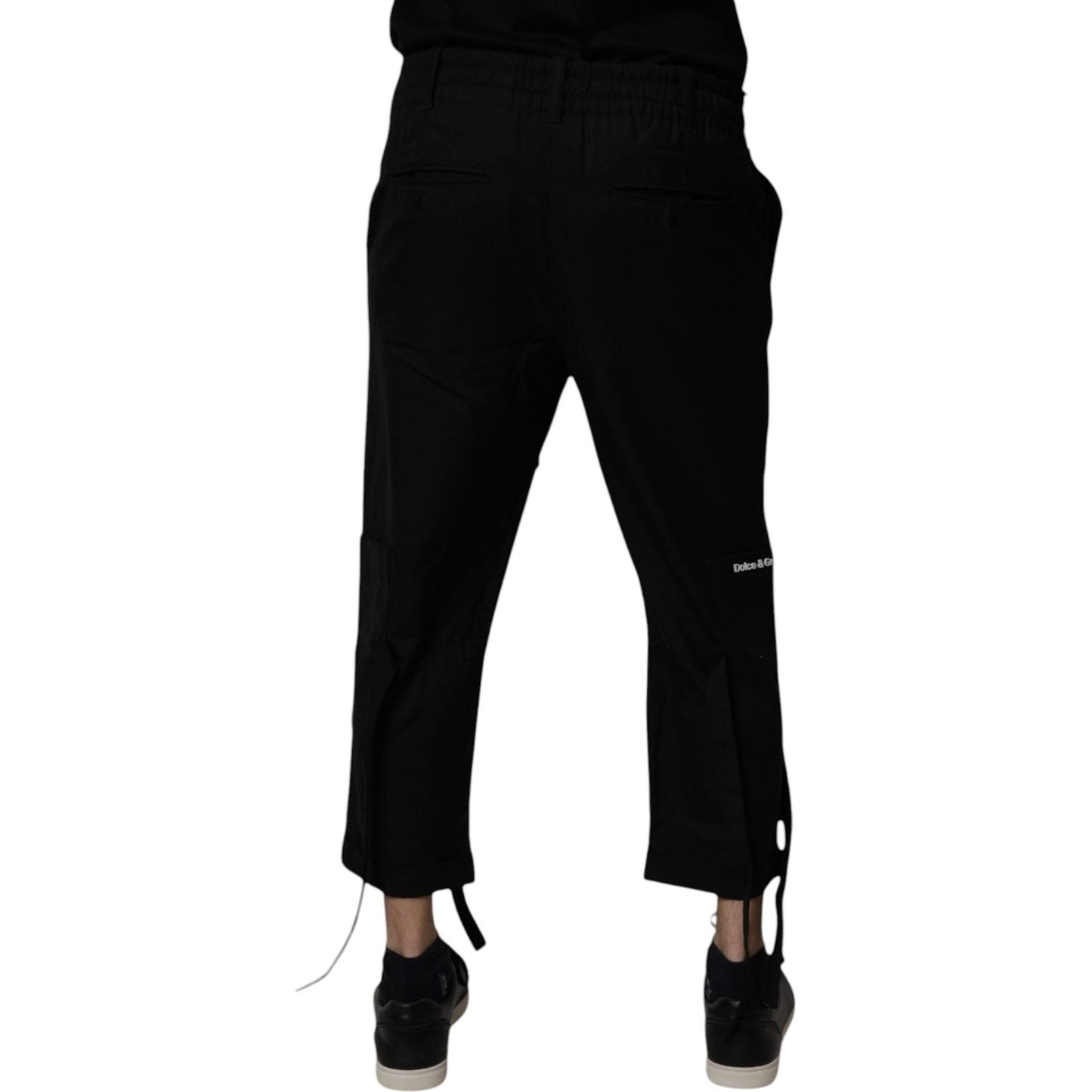 Dolce & Gabbana Black Polyester Men Cropped Pants