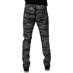 Dolce & Gabbana Gray Tie Dye Cotton Skinny Men Denim Jeans