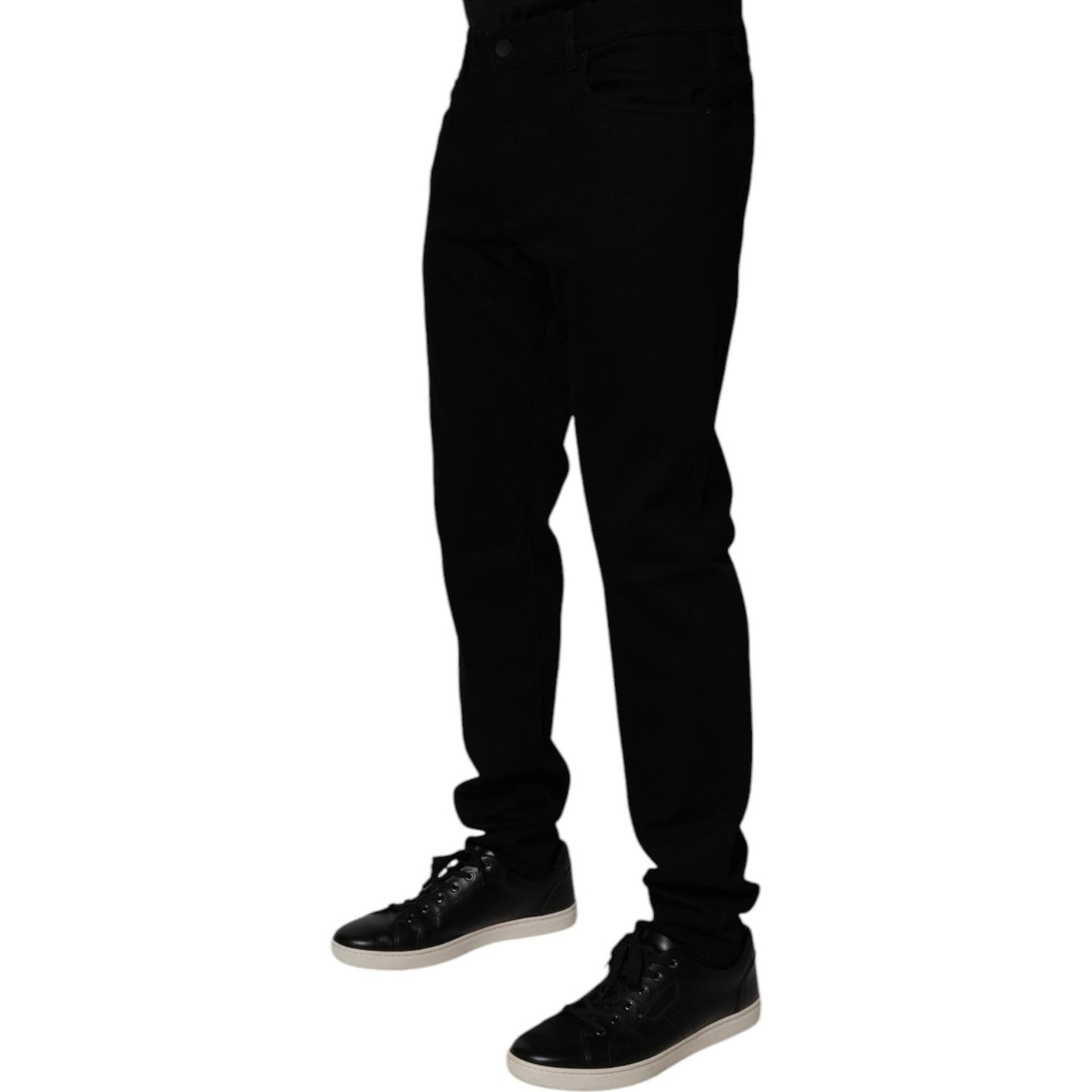 Dolce & Gabbana Black Cotton Stretch Slim Fit Men Denim Jeans